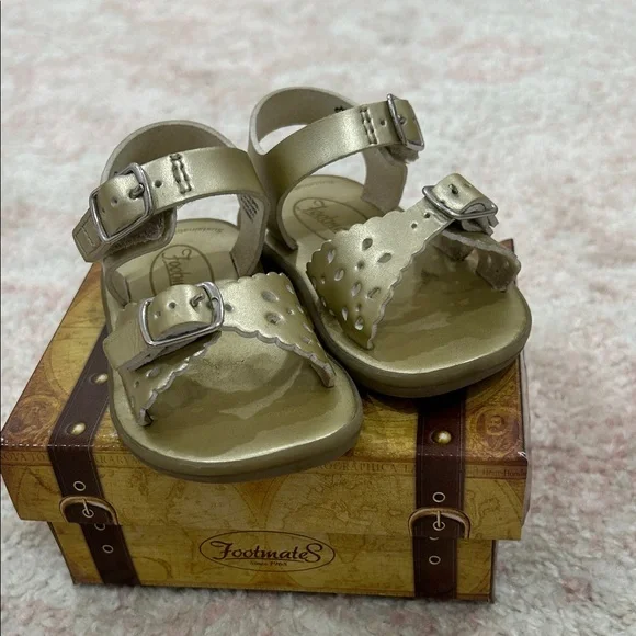 Gold Footmates Sandals with Buckle Straps - Picture 2 of 5